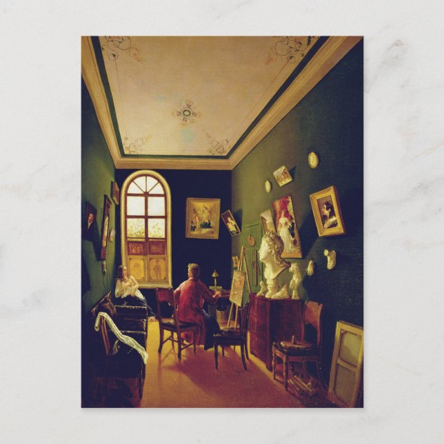 Postal El estudio del pintor, 1843 (Anverso)