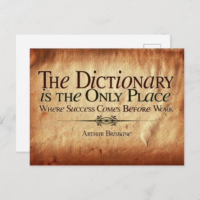 Postal El éxito llega antes del trabajo (Anverso / Reverso)