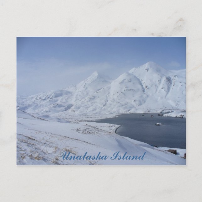 Postal El extremo sur de la bahía del Capitán, isla Unala (Anverso)