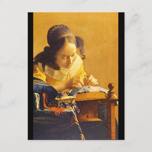 Postal El fabricante de encajes', Jan Vermeer_Dutch Maste (Anverso)