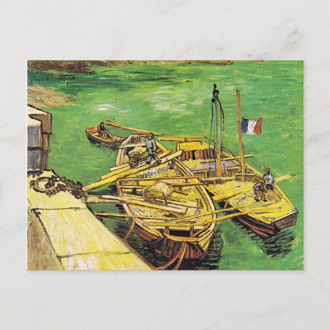 Postal El famoso cuadro de Van Gogh, Rhone Boats, 1888 (Anverso)