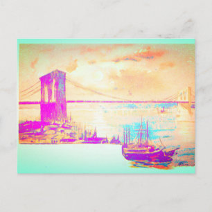 Postal El famoso puente de Brooklyn
