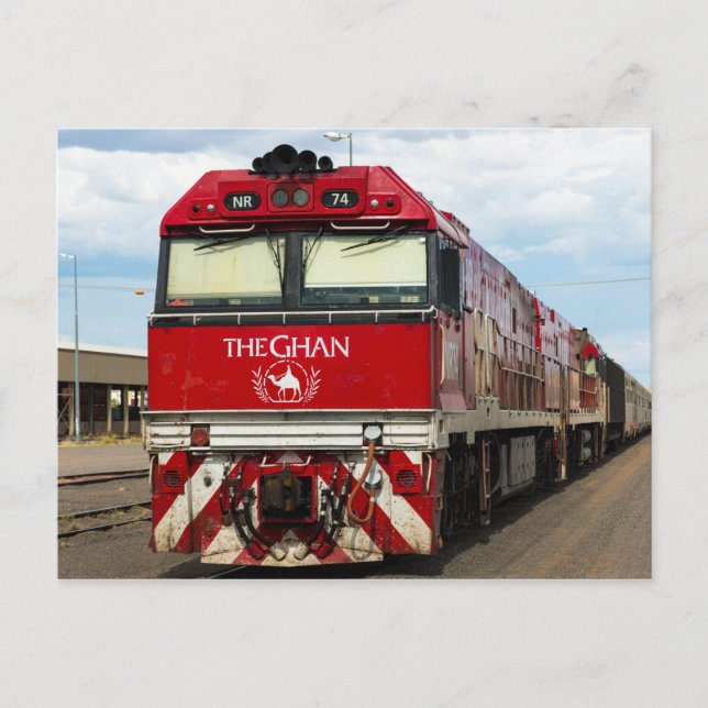 Postal El famoso tren australiano Ghan (Anverso)