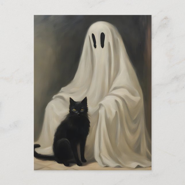 Postal El fantasma y un gato negro (Anverso)