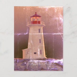 Postal El faro de la ensenada de Peggy ruta Nueva Escocia