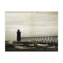 El faro de South Haven Michigan tormenta meteoroló