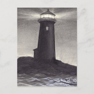 Postal El faro en la noche que lo brilla es luz de