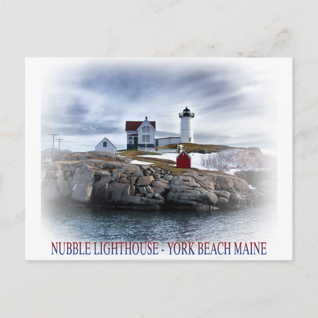 Postal El faro "Nubble" de Cape Neddick York, Maine (Anverso)