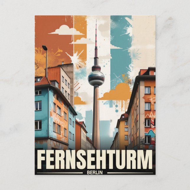Postal El Fernsehturm, viaje de vacaciones a la torre de  (Anverso)