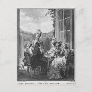 Postal El fiesta del whist, grabado por Jean Dambrun 1783