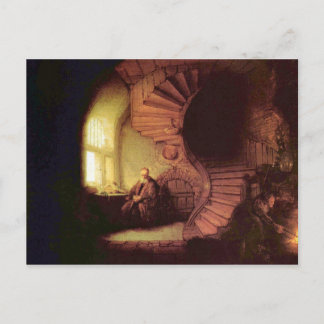 Postal El filósofo de Rembrandt Harmenszoon van Rijn