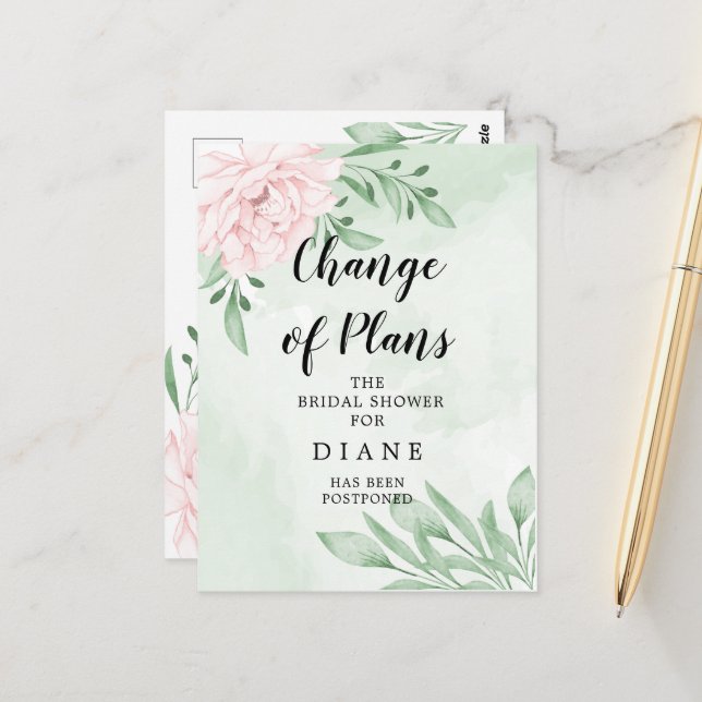 Postal El follaje rosa cambia la ducha nupcial (Anverso/Reverso In Situ)