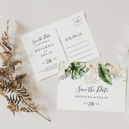 Postal El follaje tropical dorado horizontal Guardar la f