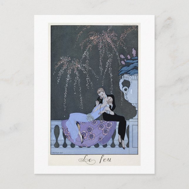 Postal El fuego, el ilustracion para las "fetes galantes" (Anverso)