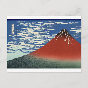 Postal El Fuji Rojo de Katsushika Hokusai