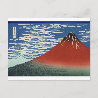 Postal El Fuji Rojo de Katsushika Hokusai