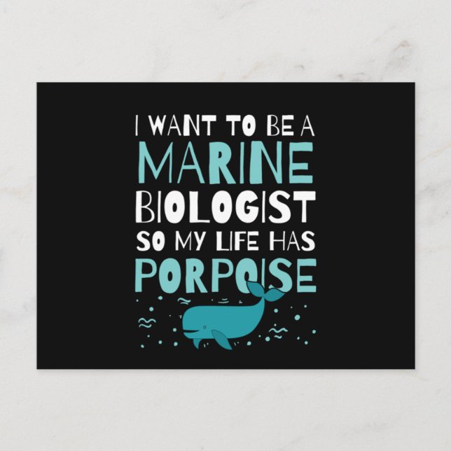 Postal El futuro biólogo marino Mi vida tiene diseño de m (Anverso)