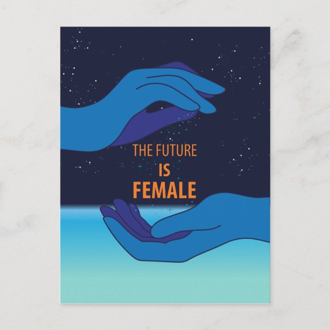 Postal El futuro es el papel del cielo estrellado femenin (Anverso)