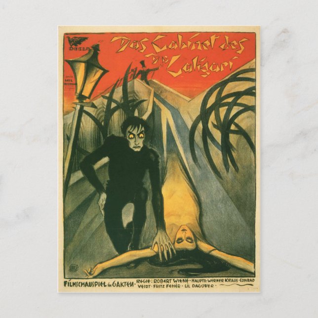 Postal El gabinete del poster de cine del Dr. Caligari (Anverso)