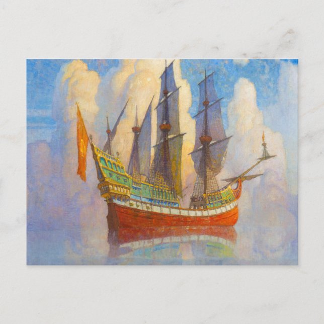Postal El Galeón de Oro, 1922, de Newell Convers Wyeth (Anverso)