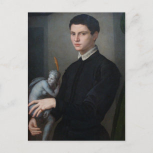 Postal El gargoyle o el cupido oscuro en este perturbador