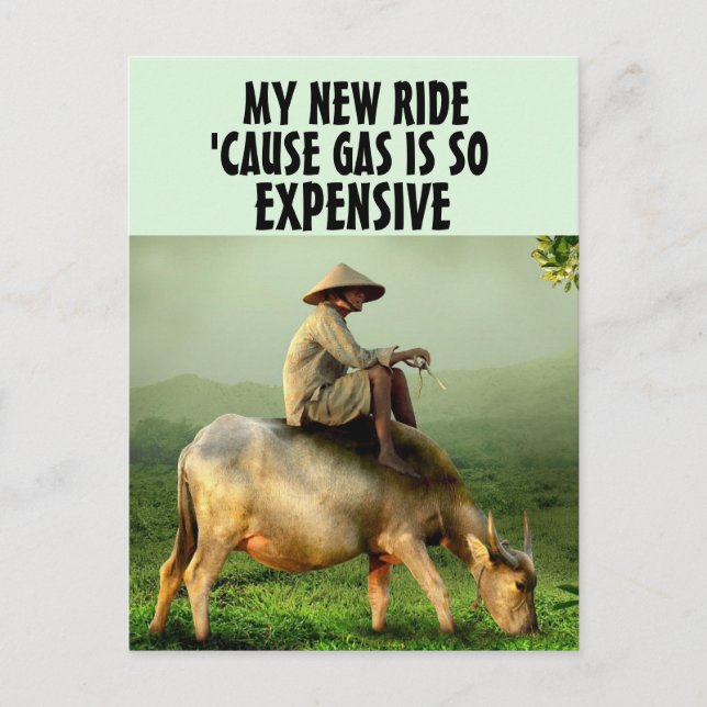 POSTAL EL GAS ES TAN COSTOSO HOMBRE DIVERTIDO EN LA TARJE (Anverso)