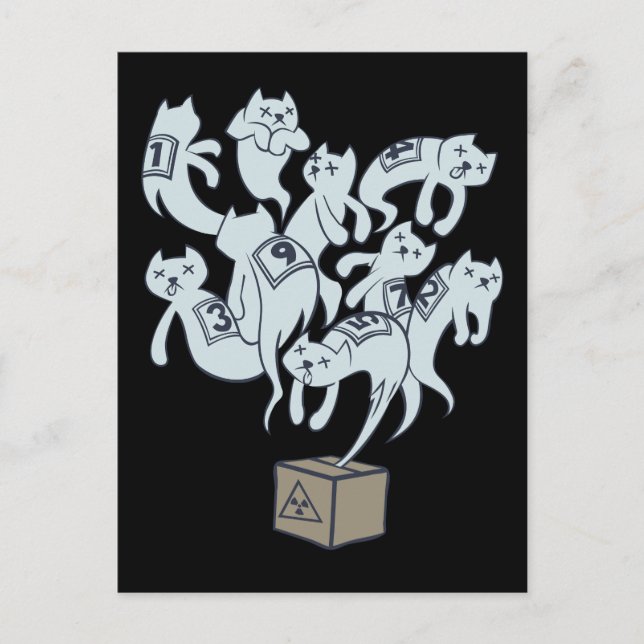 Postal El gato 9 de Schrödinger vive (Anverso)