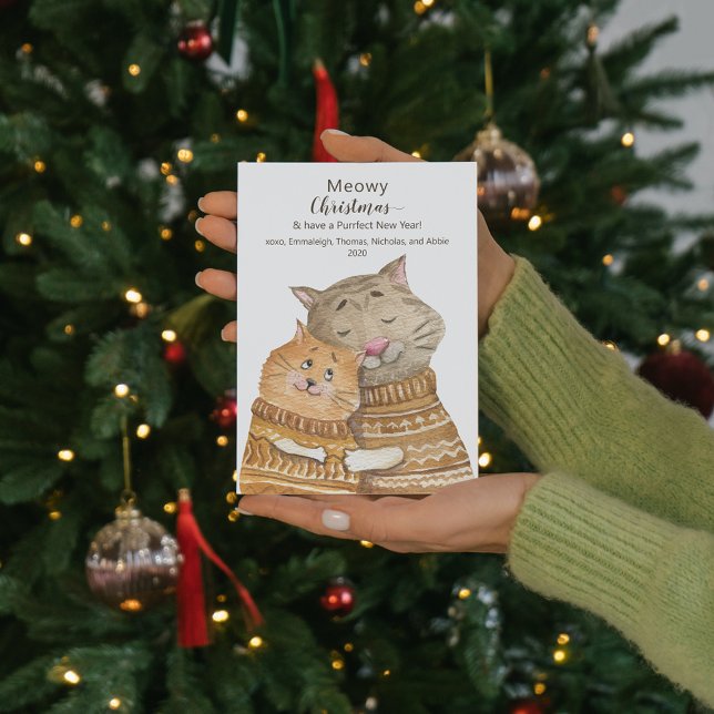 Postal El gato abrazo a los Navidades Meowy y el año nuev (Subido por el creador)