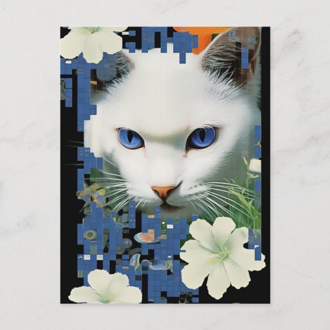Postal El gato blanco (Anverso)