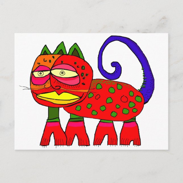 Postal "el gato con la cola azul" (Anverso)