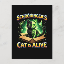 Postal El gato curioso de Schrödinger