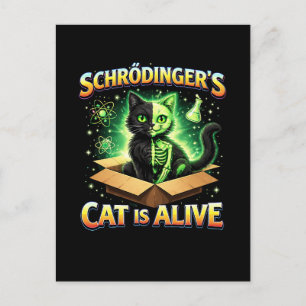 Postal El gato curioso de Schrödinger