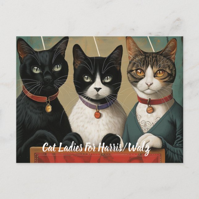 Postal El Gato Damas Vota Por Harris/Walz (Anverso)