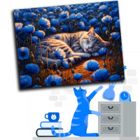El gato de decoración sueña flores de campo animal