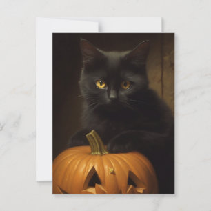 Postal El gato de Halloween