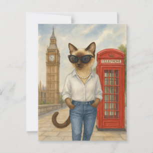 Postal El gato de Londres camina por el Big Ben de Londre