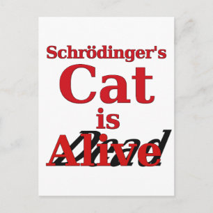 Postal El gato de Schrodinger está vivo