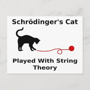 Postal El gato de Schrödinger jugado con teoría de la