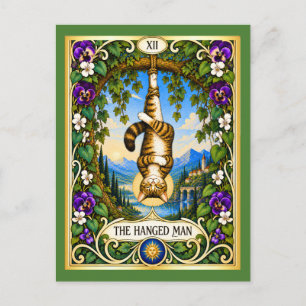 Postal El Gato del Ahorcado Tarot - Una Nueva Perspectiva