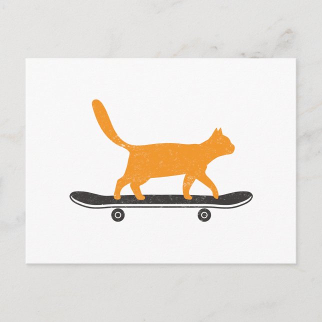 Postal El gato del Skateboard (Anverso)