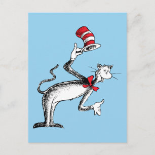 Postal El gato en el sombrero se inclina