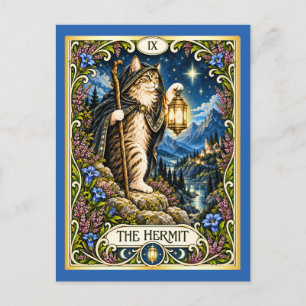 Postal El Gato Ermitaño Tarot - Soledad y Sabiduría