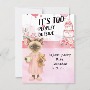 Postal El gato está tomando café fiesta de pijama