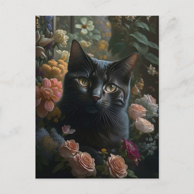 Postal el gato florido (Anverso)