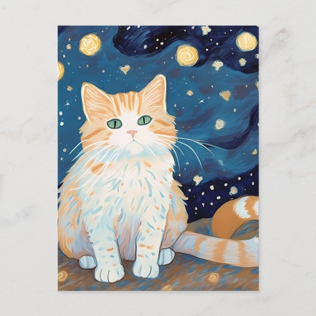 Postal El gato lindo en el arte espacial (Anverso)