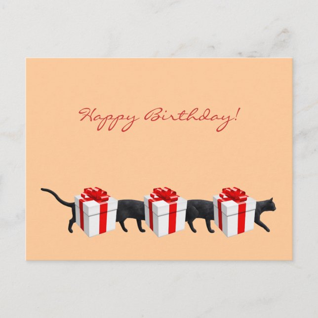 Postal El gato más largo del mundo (Anverso)