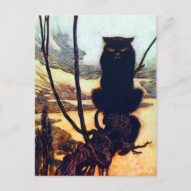 Postal El gato negro (Anverso)