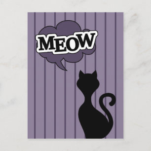 Postal El gato negro personalizado meow