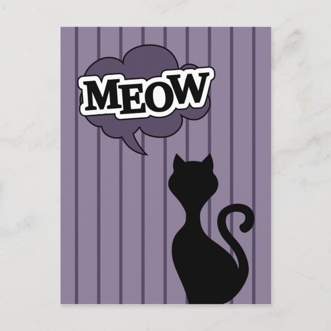 Postal El gato negro personalizado meow (Anverso)