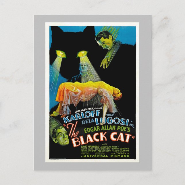 Postal El gato negro (poster de película vintage) (Anverso)